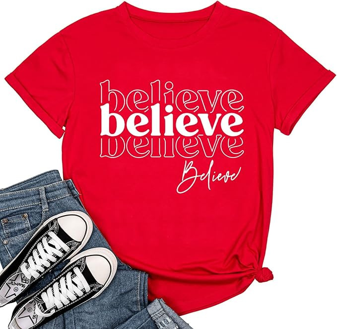 Beopjesk Women's Buffalo Plaid Tees Casual Short Sleeve Merry Letter Printed Graphic Blouse Tops | Amazon (US)