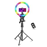 UBeesize 12" Ring Light with Tripod Stand and Phone Holder, RGB Ring Light with 67" Stand, 10 Dimmin | Amazon (US)