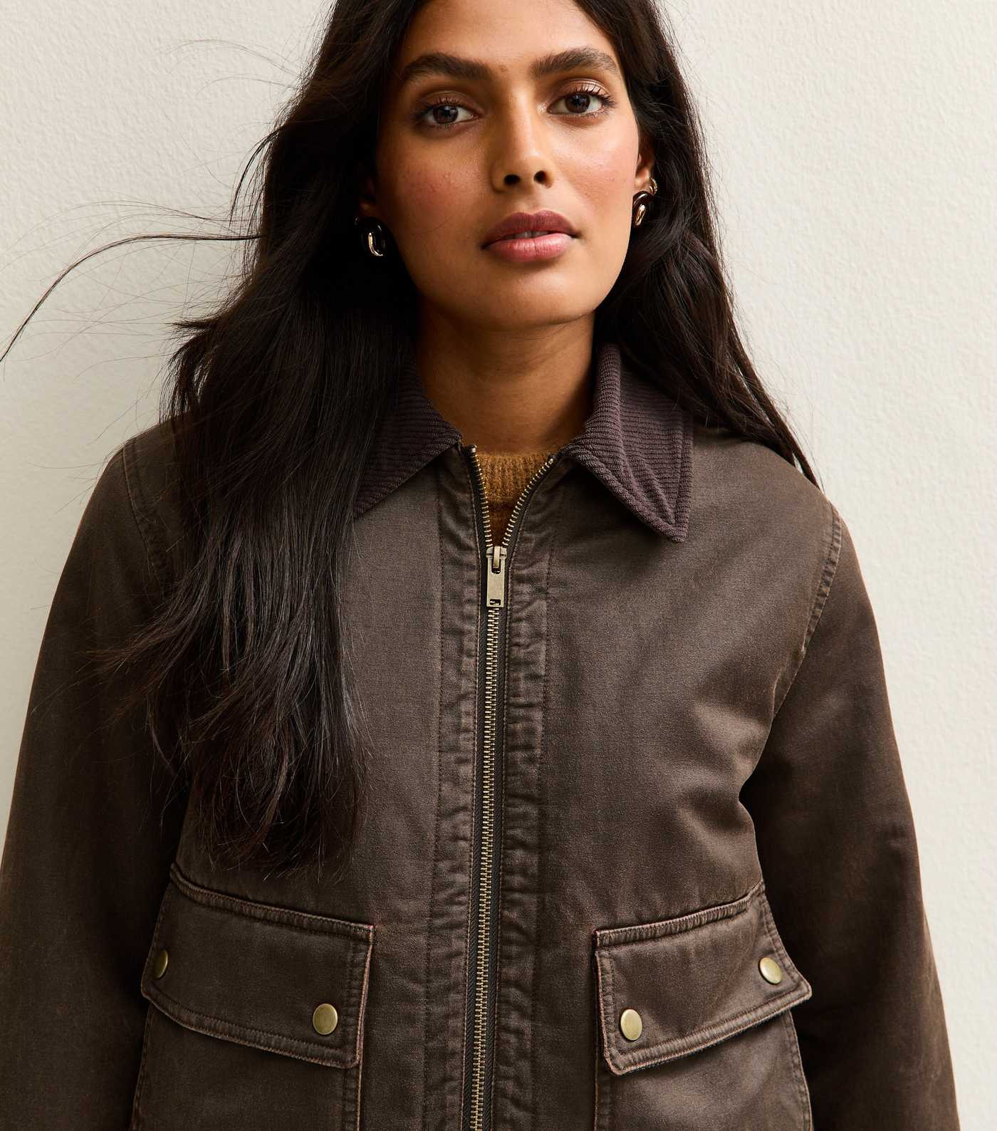 Brown Cropped Waxed Look Barn Jacket | New Look | New Look (UK)