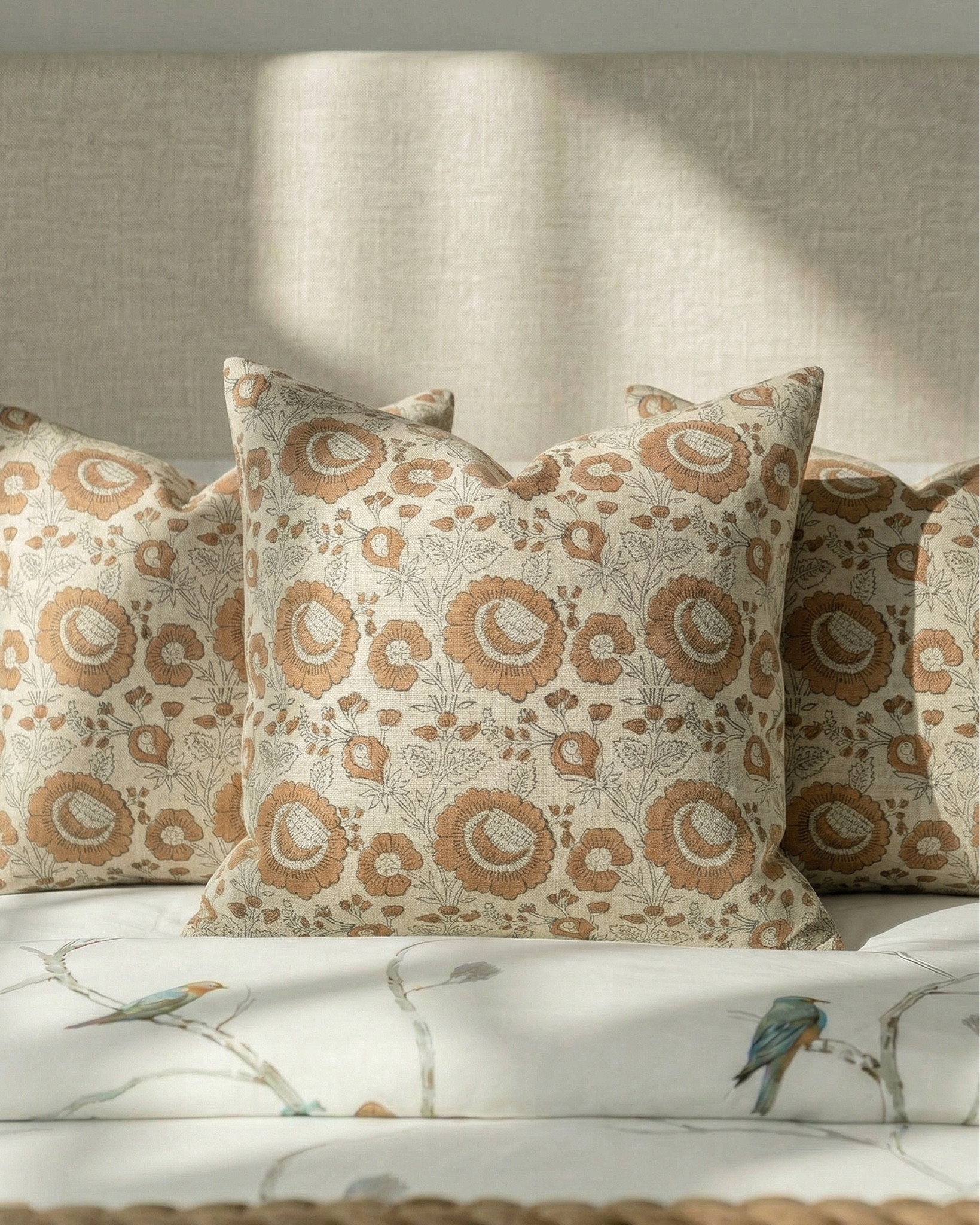 Upholstered bed with wood frame
Wood Nightstands 
6-drawer wood dresser 
Wood upholstered Accent chair 
Upholstered white bench
Mid-century style chandelier (brass + globe bulbs)
Wall sconces
Ceramic Table lamps
 artwork 
Decorative mirror (arched, gold frame)
Area beige rug vintage-style, muted tones
Brown Throw blanket (chunky knit)
Floral Decorative pillows
Candlesticks
Decorative brass trays
Small decor bowls
Decor Books 
Sculptural decor objects
White ceramic Vases with greenery/branches
Brass floor lamp


#LTKHome #LTKSaleAlert