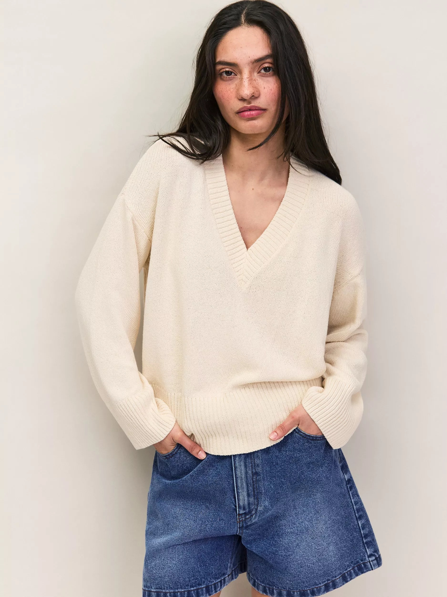 V-Neck Jumper, Natural | John Lewis (UK)