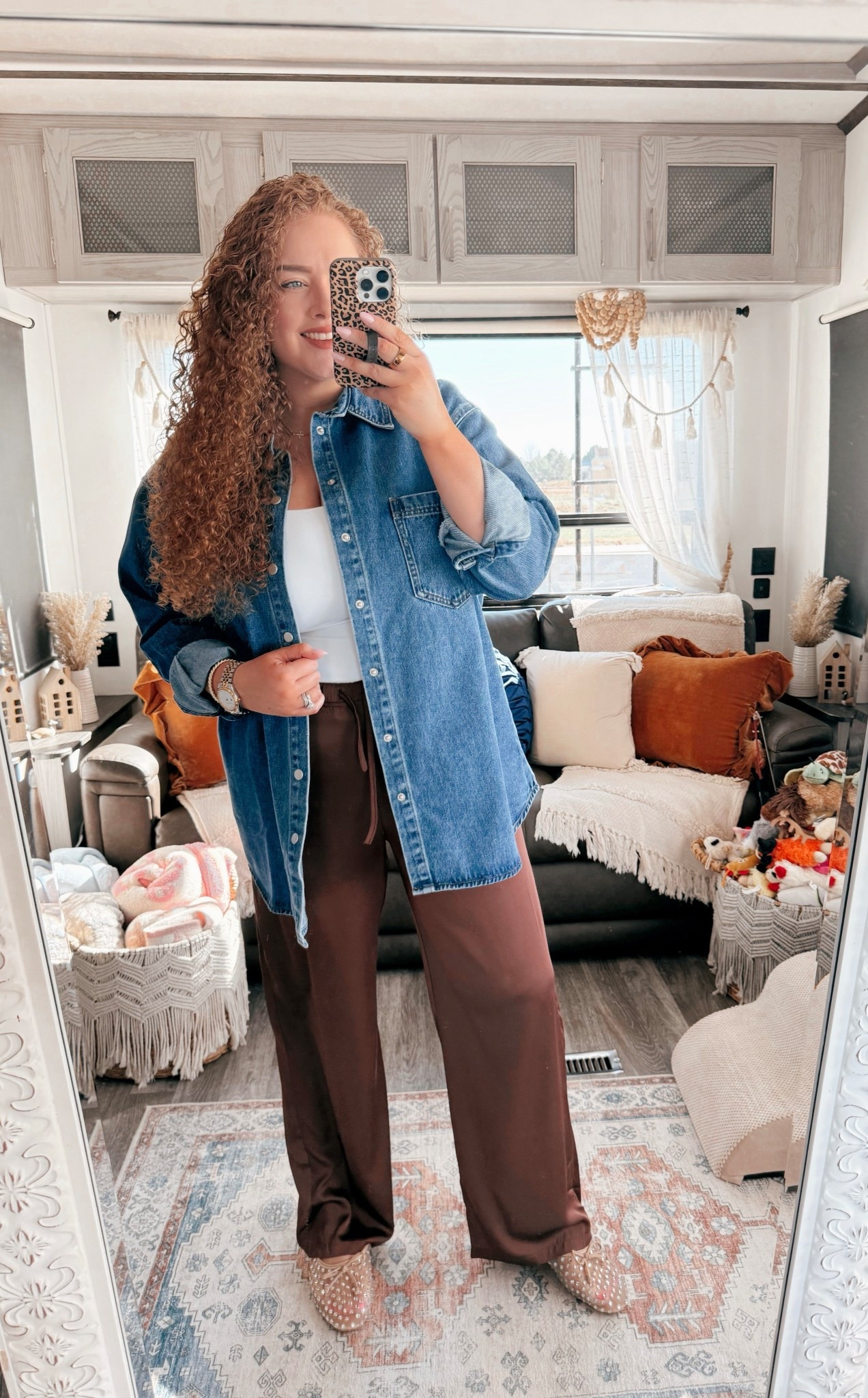 This one feels a little more elevated but still so easy to wear ✨ The mix of textures just makes it definitely one of those outfits that looks put together with minimal effort 🤎 spring outfit | elevated casual outfit | chic everyday outfit | amazon fashion | amazon outfit | oversized denim shirt | denim button down outfit | white tank outfit | basic tank outfit | brown satin pants | silky pants outfit | wide leg pants outfit | neutral outfit | earthy tones outfit | minimal style | effortless style | classy casual | comfy chic | work to weekend outfit | dinner outfit | travel outfit | capsule wardrobe | neutral mules | rhinestone mules | statement shoes | easy outfit idea | mom outfit | everyday essentials | affordable fashion | amazon finds


#LTKdayinmylife #LTKMidsize #LTKootd