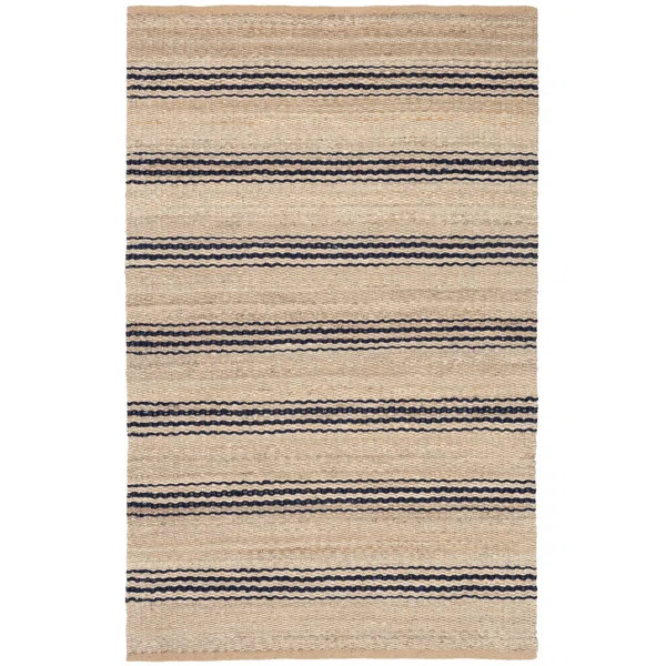 Jute Ticking Indigo Handwoven Rug | Birch Lane