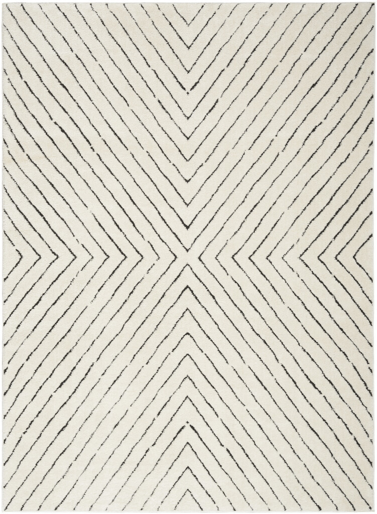 Cozy Modern 5'3" x 7' Indoor Rug In Ivory and Black | 1stopbedrooms