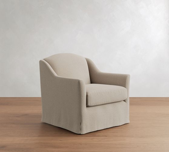 Belen Slipcovered Swivel Chair | Pottery Barn (US)