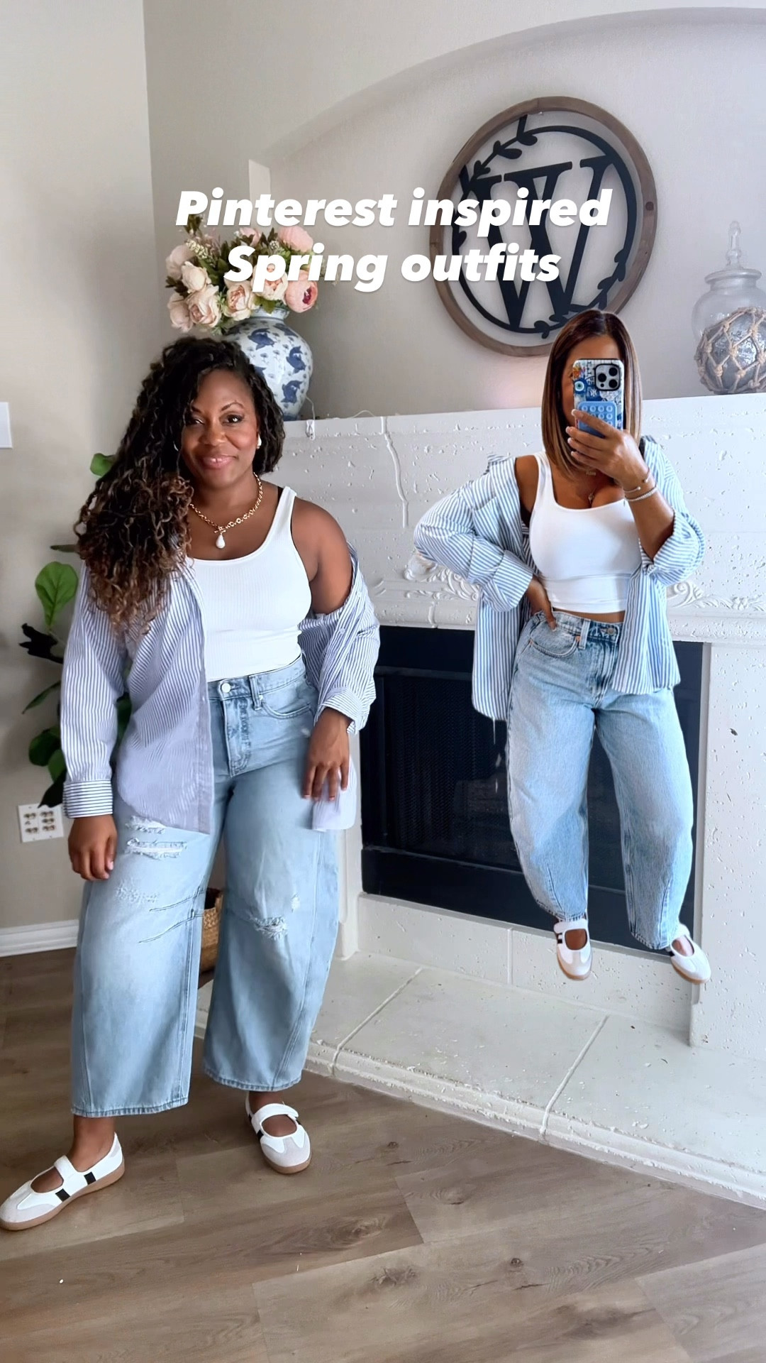 Pinterest inspired spring outfit 

Light wash barrel, jeans, bra less tank, Maryjane sambas 

#LTKootd