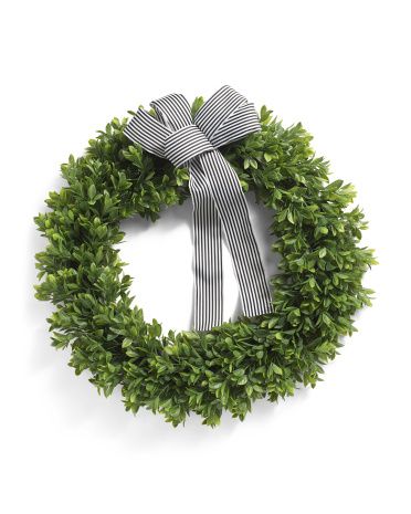 28in Boxwood Wreath With Bow | TJ Maxx