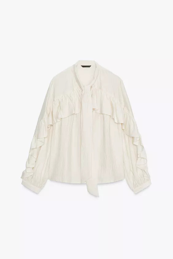 RUFFLED BLOUSE WITH BOW | Zara UK