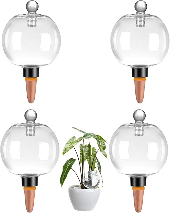 4 Pack Plant Watering Globes with Covers 17oz Self Watering Planter Insert, Plastic Water Bulbs, ... | Amazon (US)