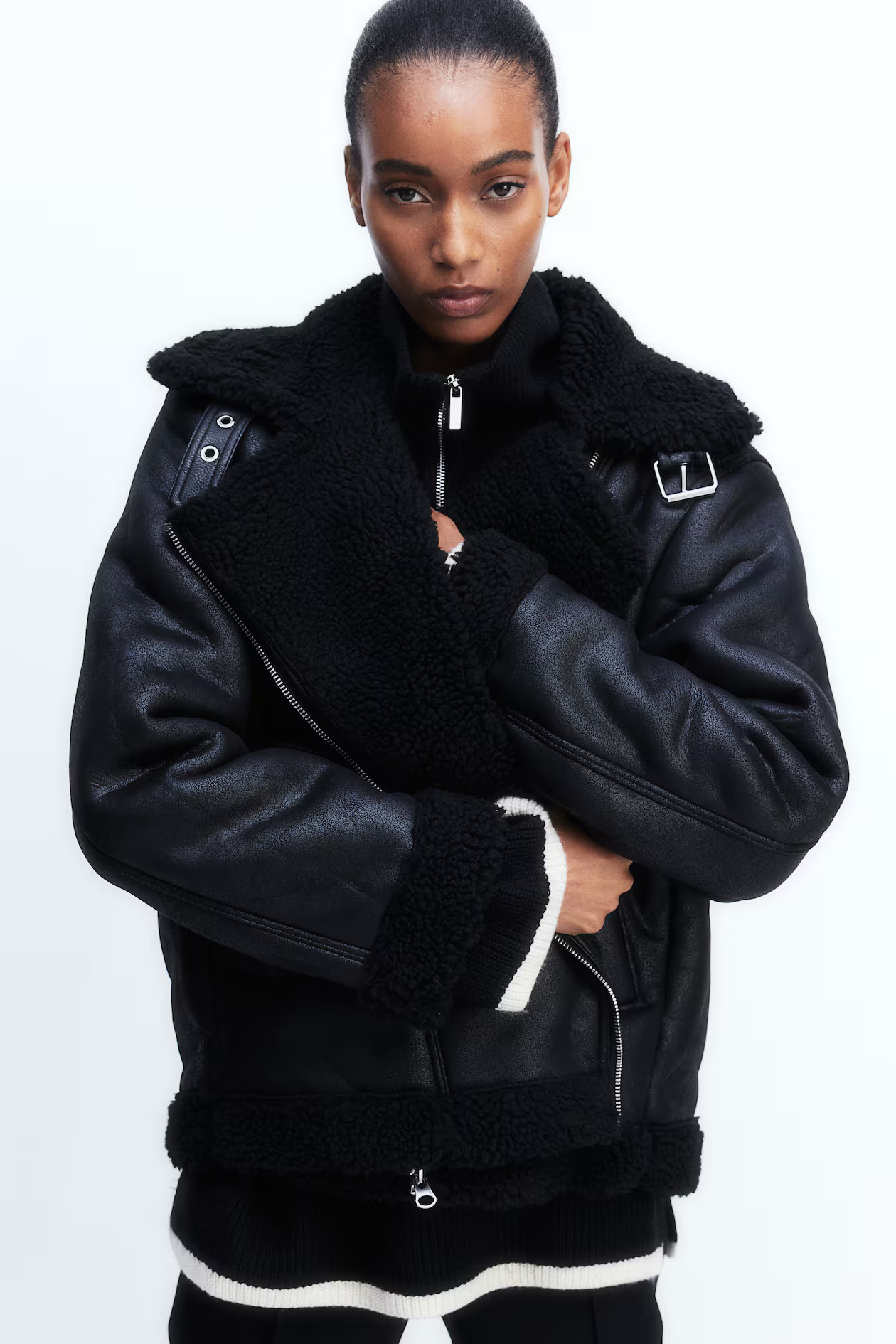 Oversized Teddy-fleece-lined Jacket | H&M (US + CA)