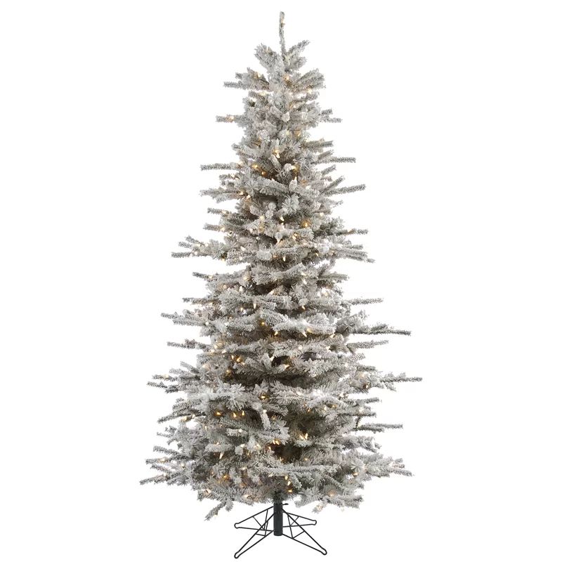 Slim Sierra 7.5' White Spruce Artificial Christmas Tree with 700 Clear/White Lights | Wayfair North America