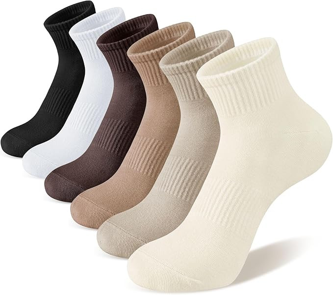 White Ankle Socks for Women: 6/10 Pairs Cotton Running Athletic Socks | Amazon (US)