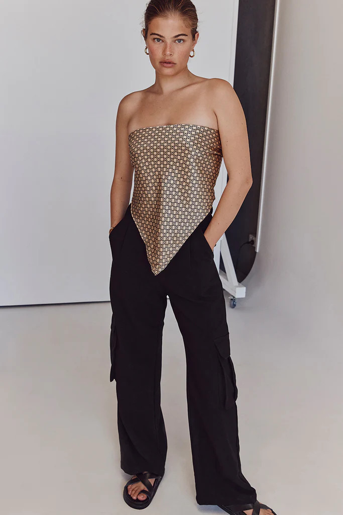 LOU SWIRL SATIN SCARF TOP | DISSH