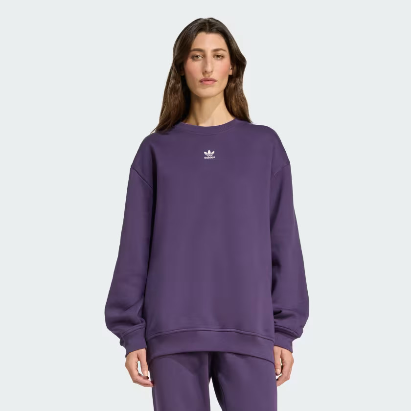 adidas Essentials Fleece Long Oversized Crew Sweatshirt - Purple | Free Shipping with adiClub | a... | adidas (CA)