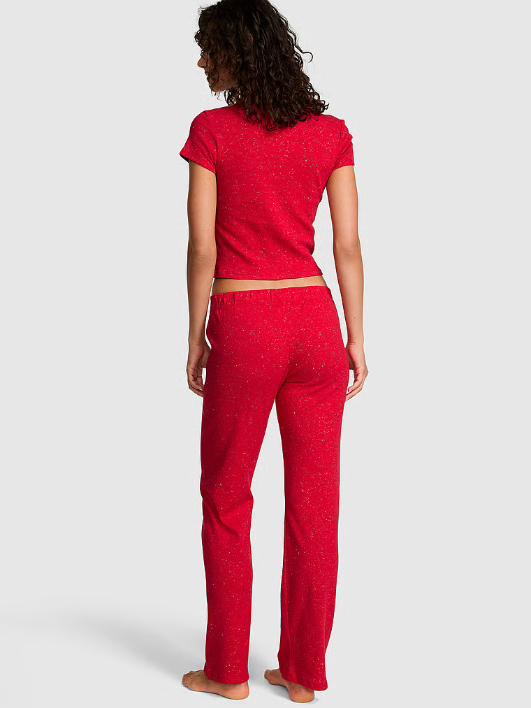 Buy Pointelle Tee & Pajama Pant Set, Heathered Bright Vermillion Shine - Order Pajamas Sets onlin... | Victoria's Secret (US / CA )