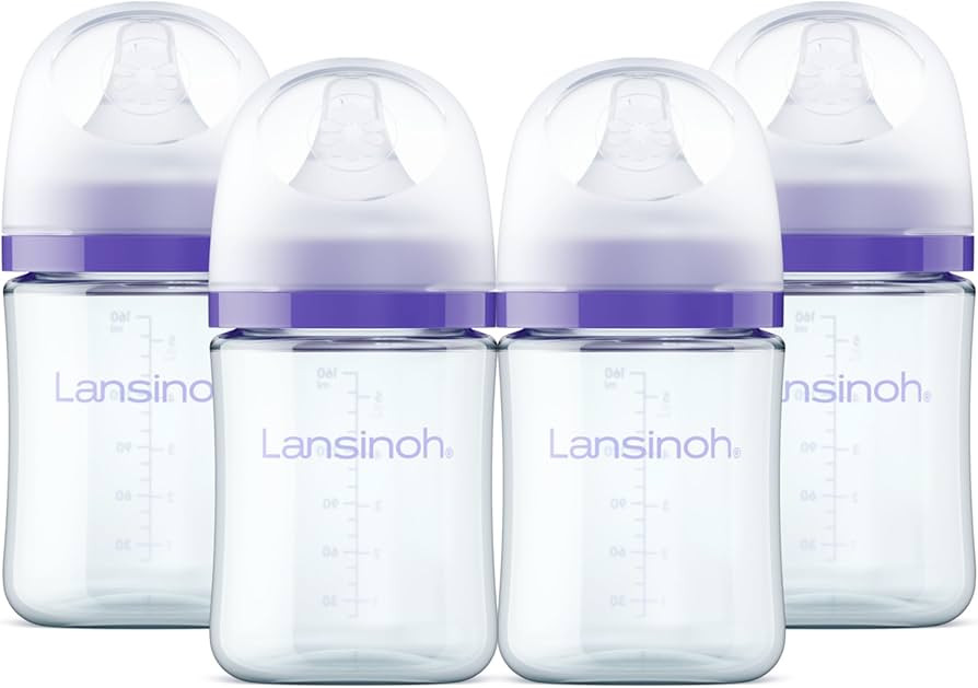 Lansinoh Anti-Colic Glass Baby Bottles, 5 Ounces, 4 Count Bottles for Feeding, Baby Essentials, I... | Amazon (US)