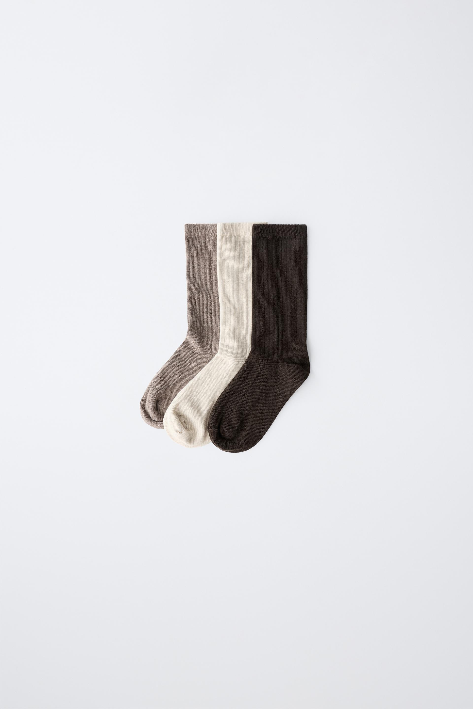 THREE-PACK RIBBED MID-CALF SOCKS | Zara US