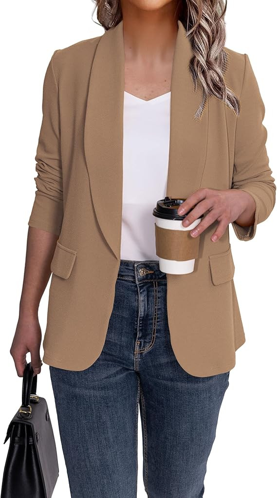 Ahlaray Women's Blazer Business Casual Lapel Collar Long Sleeve Open Front Work Office Suit Jacke... | Amazon (US)