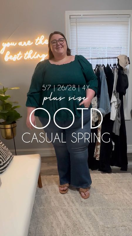 Plus Size Spring OOTD! Put on my favorite flare jeans from Lane Bryant (28), a super cute top from Torrid (4 - almost sold out but linked similar!), and a pair of nude sandals perfect for spring and summer (linked similar options)

#LTKSeasonal #LTKcurves #LTKstyletip