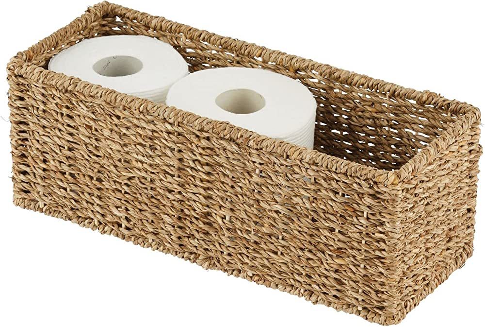 mDesign Natural Woven Seagrass Bathroom Storage Organizer Basket Bin; Use on Bathroom Vanity, Cou... | Amazon (CA)