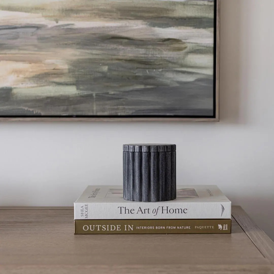 Black Marble Fluted Jar - Etsy | Etsy (US)