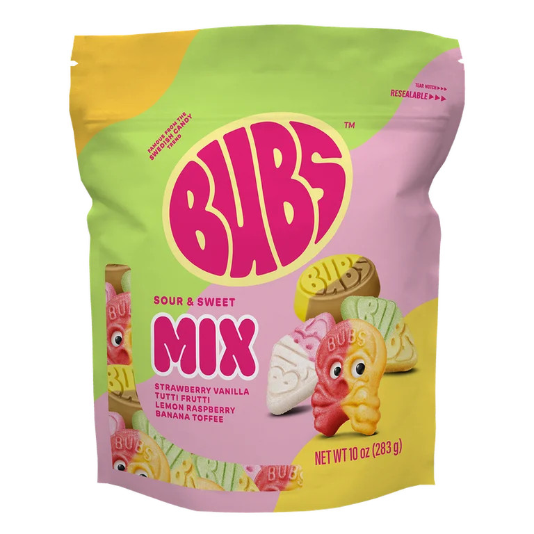 BUBS Swedish Candy Sour and Sweet Gummy Candy Mix, Strawberry Vanilla, Tutti Frutti, Lemon Raspbe... | Walmart (US)