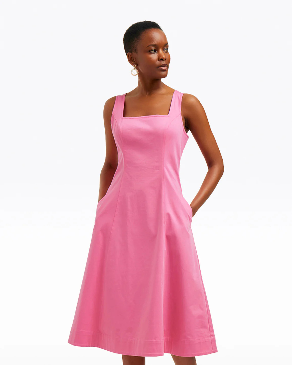 Genevieve Square Neck Sleeveless Midi Dress | Draper James (US)