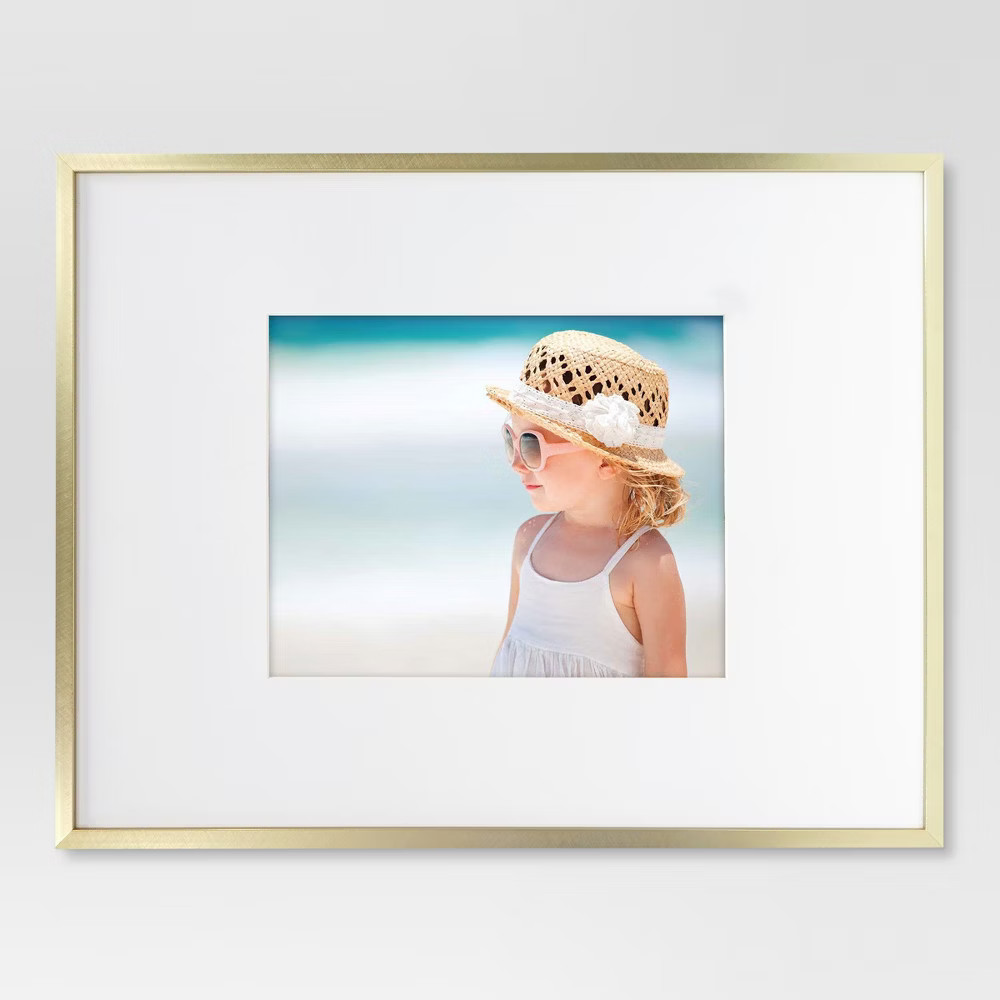 14"" x 18"" Matted to 8"" x 10"" Thin Metal Gallery Frame Brass - Project 62 | Target