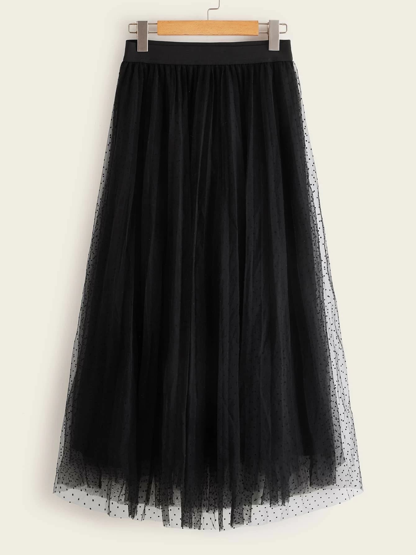 SHEIN Elastic Waist Layered Tulle Skirt | SHEIN