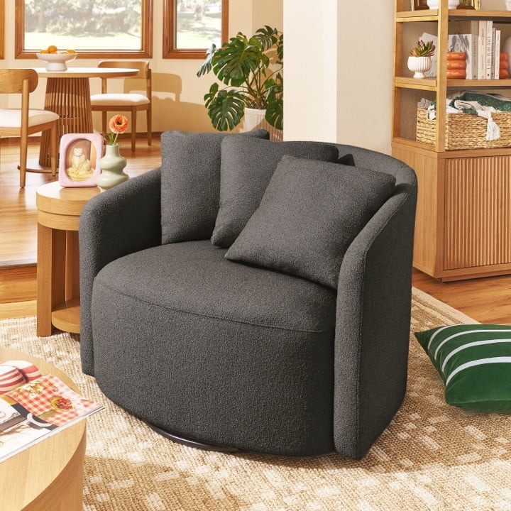 Beautiful Drew Accent Chair by Drew Barrymore, Charcoal Boucle - Walmart.com | Walmart (US)