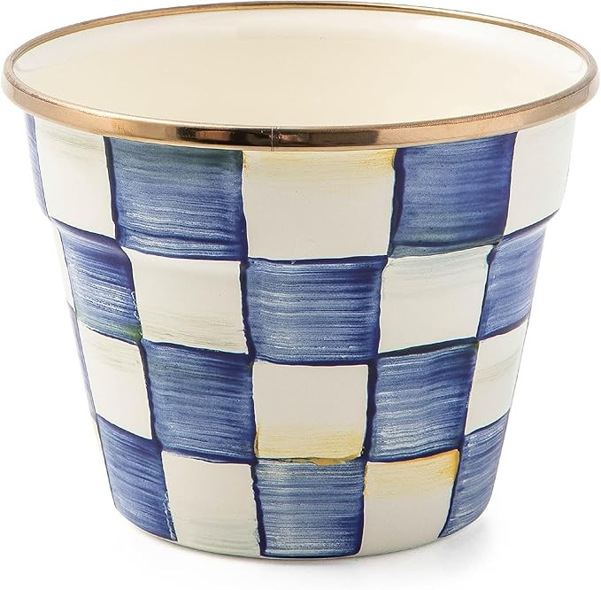 MACKENZIE-CHILDS Enamel Garden Pot, Decorative Pot for Plants, Outdoor Flowerpot Decor, Small, Bl... | Amazon (US)