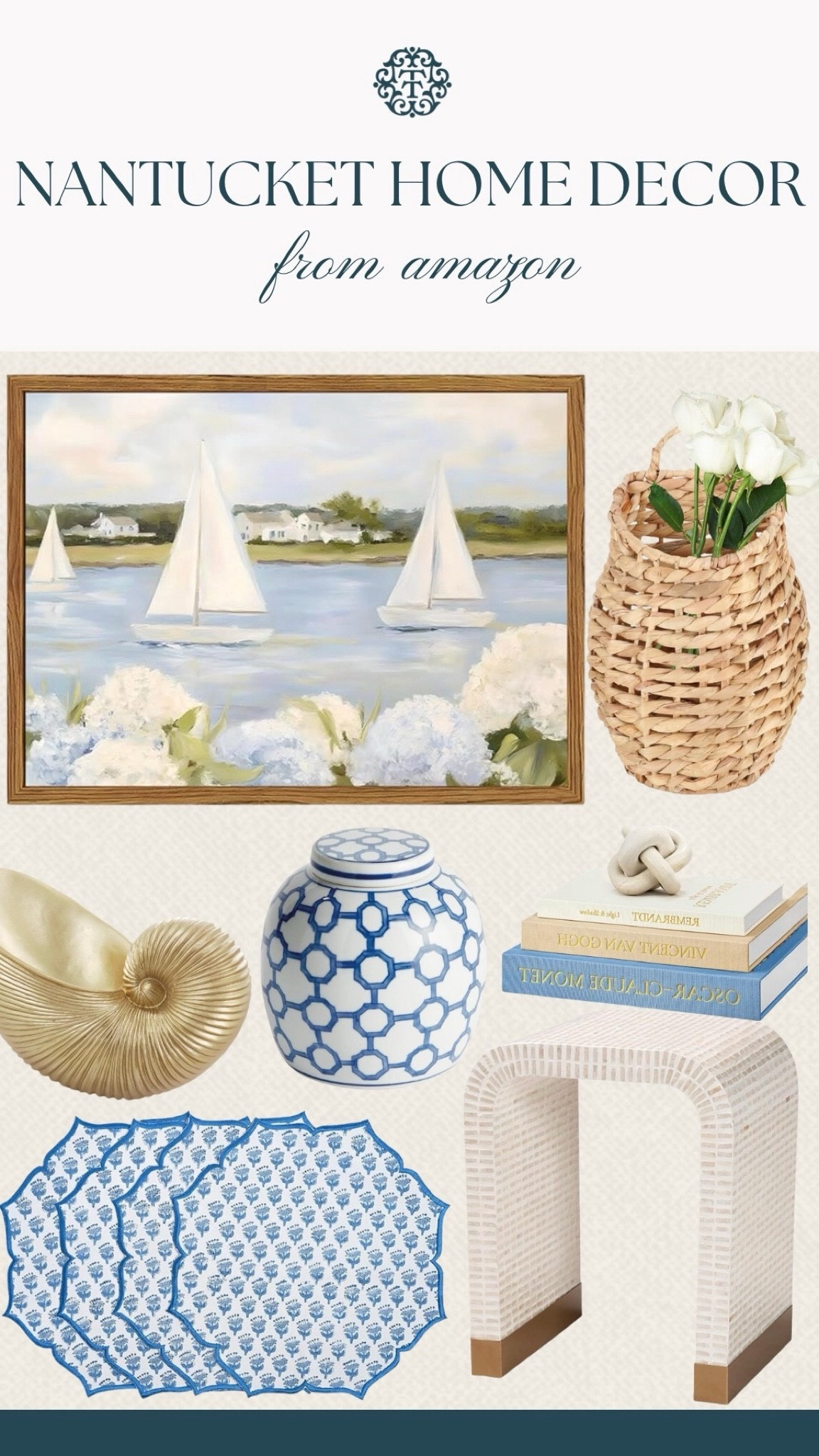 This take on Nantucket decor feels coastal, collected, and so pretty for summer. The sailboat art, woven textures, and blue-and-white accents bring in that seaside feel without making the space look too themed. It’s the kind of mix that instantly makes a room feel lighter and more inviting.

#LTKHome #LTKOver40 #LTKSeasonal