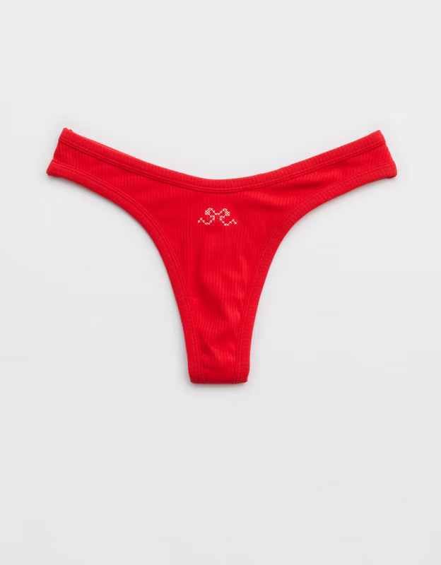 Superchill Cotton Rib Thong Underwear | Aerie