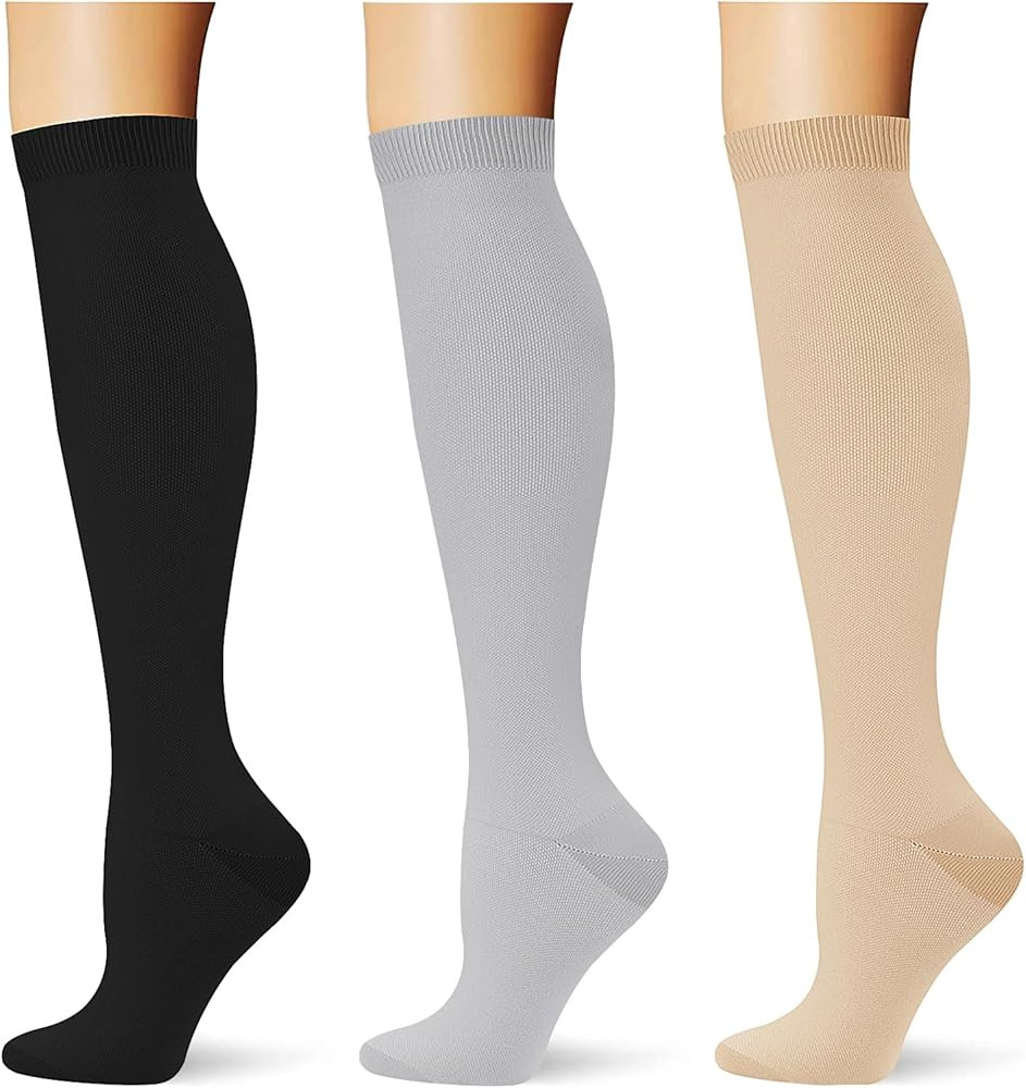 (3 pairs) Compression Socks 20-30 mmHg Long Knee High Socks for Women Men Support Athletic Travel... | Amazon (US)