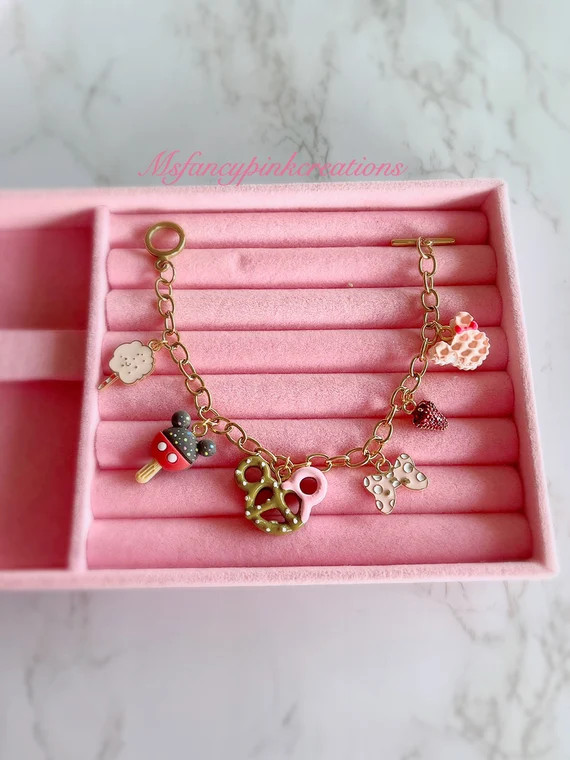 18k Gold Plated Minnie Mouse Pink Starbucks Drink Bracelet | Etsy | Etsy (US)