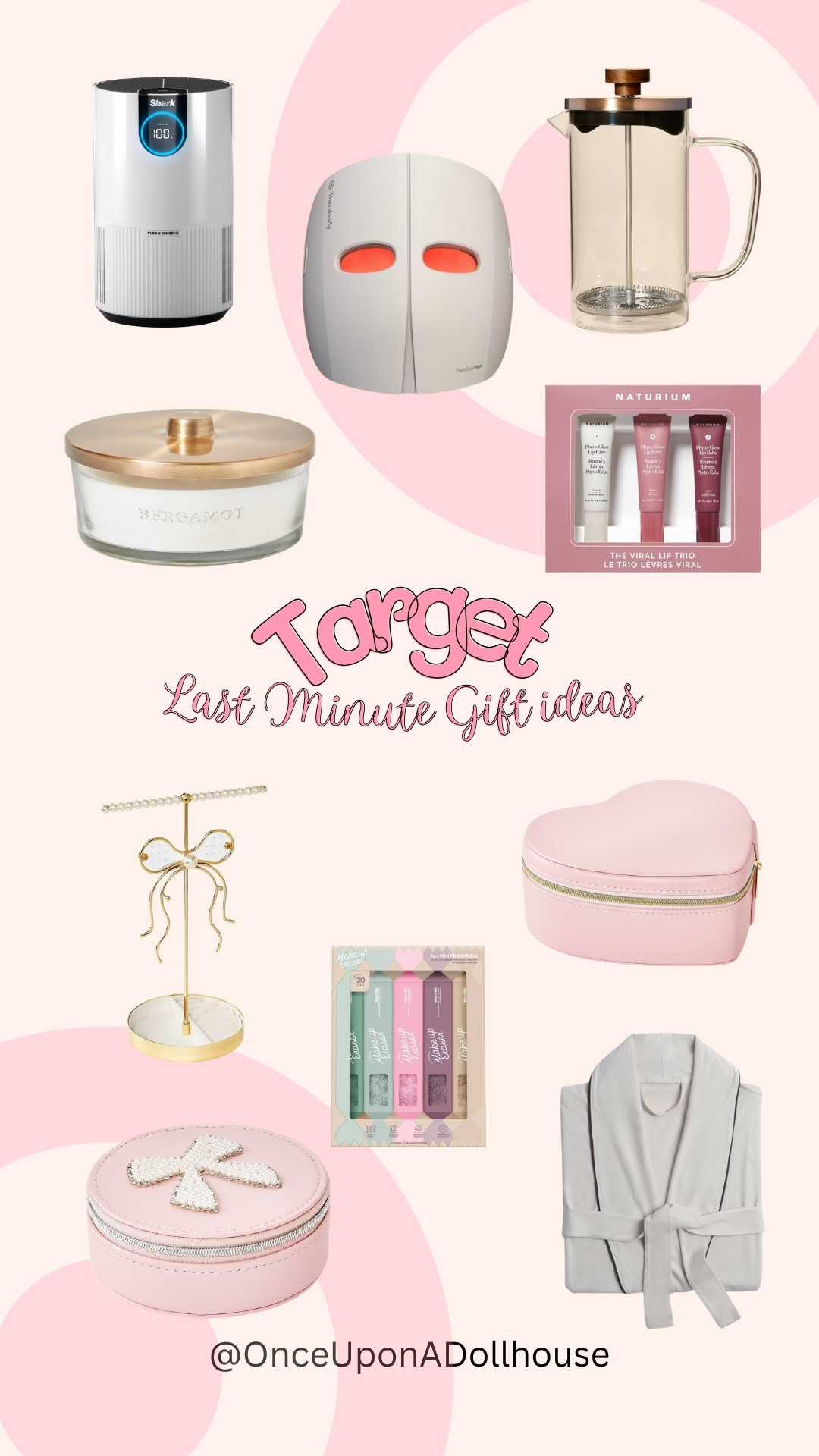 Target last minute gift ideas! 

Jewelry organizer, robe, candle, air purifier, LED light mask, makeup eraser, lip trio

#LTKHoliday #LTKGiftGuide #LTKBeauty