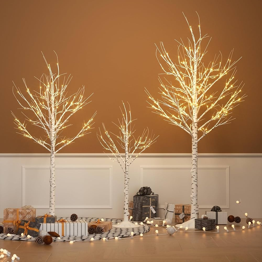 Outdoor Christmas Decorations Lighted Birch Tree Set of 3, LED Warm White 4, 6 and 8 Feet, for In... | Amazon (US)