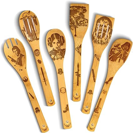Woodlands-USA Star War Gifts for Kitchen - Starwars Gifts Wooden Spoons For Cooking - Bamboo Uten... | Amazon (US)