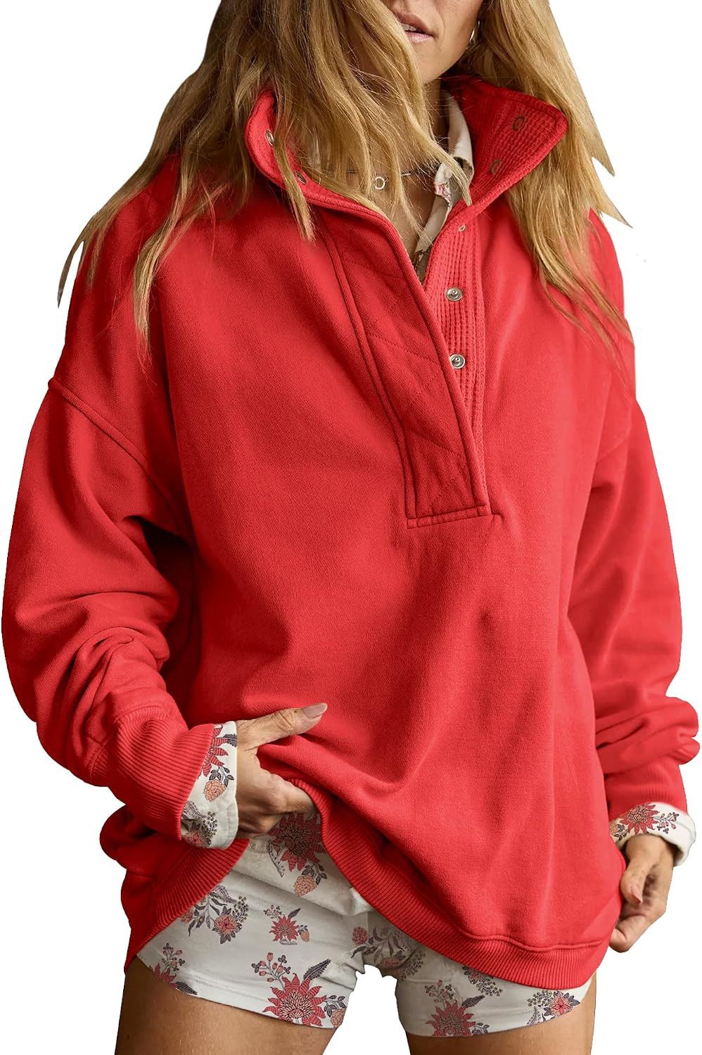 Gacaky Sweatshirt for Women Oversized Henley Neck Pullover Top Fall Outfits | Amazon (US)