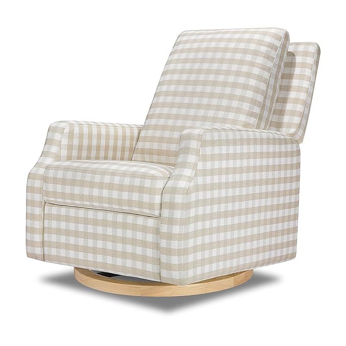 NAMESAKE Crewe Recliner and Swivel Glider in Tan Gingham with Light Wood Base, Greenguard Gold & ... | Amazon (US)