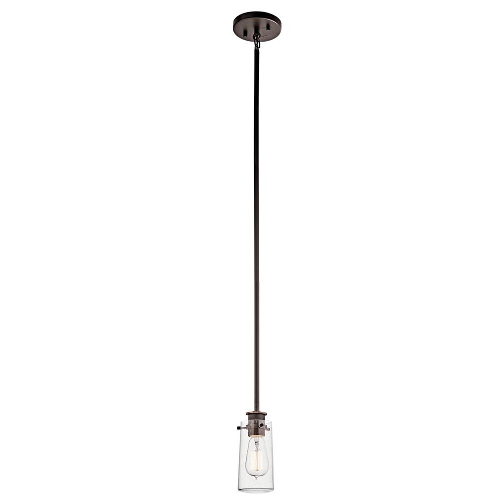 KICHLER Braelyn 1-Light Olde Bronze Vintage Industrial Kitchen Mini Pendant Hanging Light with Clear | The Home Depot