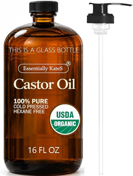 Essentially KateS Castor Oil 16 Fl Oz (Glass Bottle) - 100% Cold Pressed - USDA Organic Certified... | Amazon (US)
