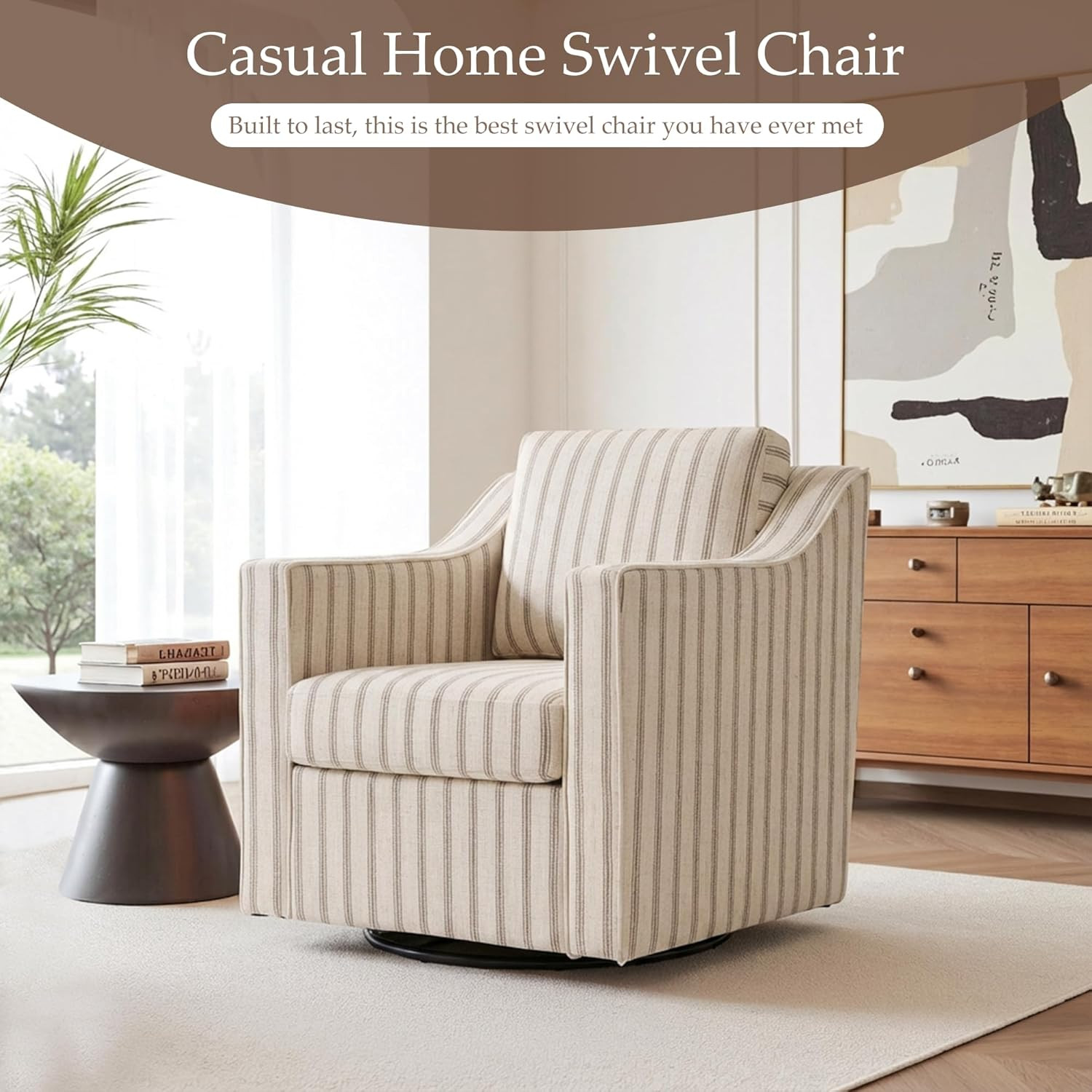 Swivel Accent Chairs Set of 2, 360° Swivel Upholstered Club Armchairs for Living Room, Comfy Fab... | Amazon (US)