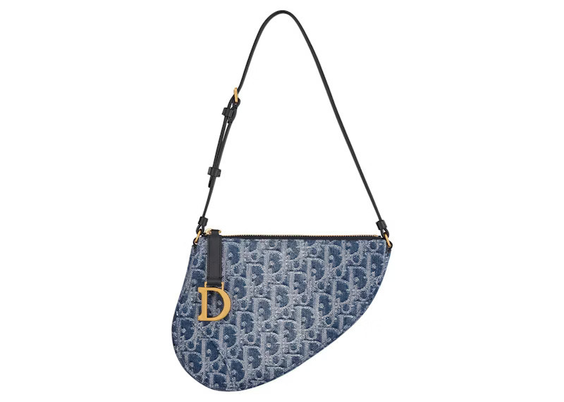 Women's Dior Saddle Rodeo Pouch in Blue Denim Dior Oblique Jacquard | StockX