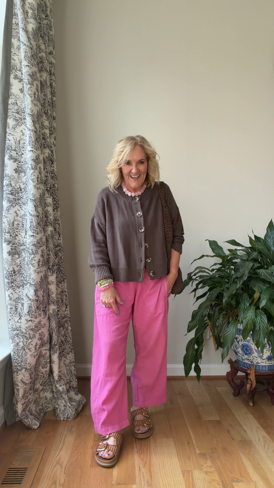 Anthro 20% off code NANETTE20 3/6-3/9 
The Izzie pants from anthro getting limited in sizes! I’m in a small 
Cardigan size medium 
Sandals tts 
20% off bracelets code NANETTE20

#LTKPetite #LTKspring #LTKOver40