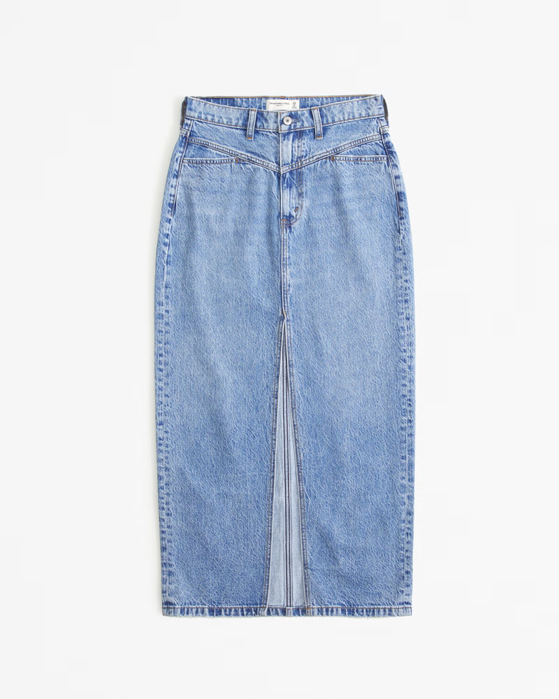 Yoke Front Denim Maxi Skirt | Abercrombie & Fitch (US)