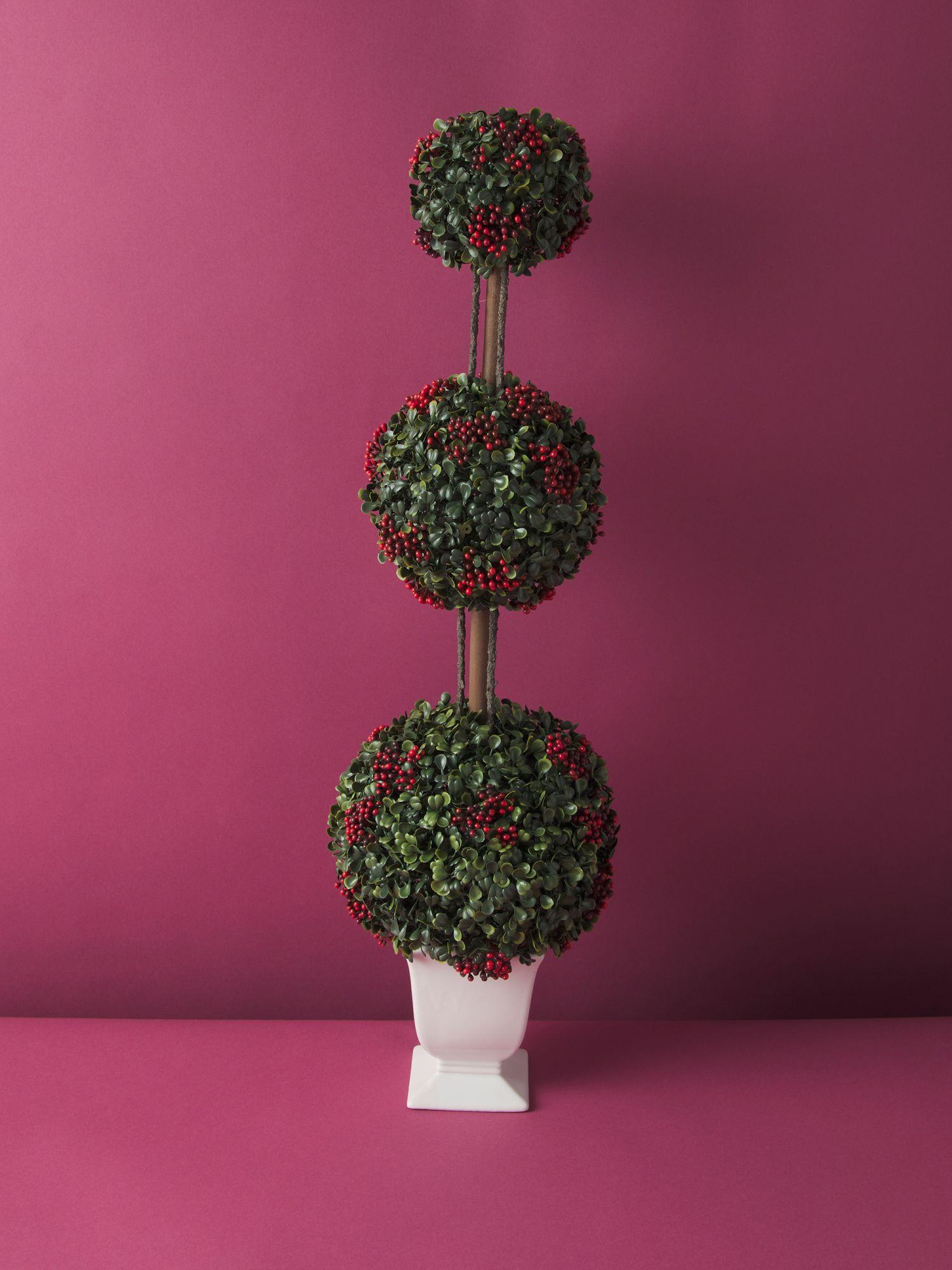 30in Artificial Boxwood And Berries Tree In Pot | Holiday Decor | HomeGoods | HomeGoods