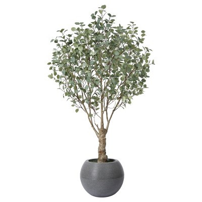 DR.Planzen 7ft UV Resistant Fake Eucalyptus Tree with Grey Tall Planter, Artificial Eucalyptus Tr... | Target
