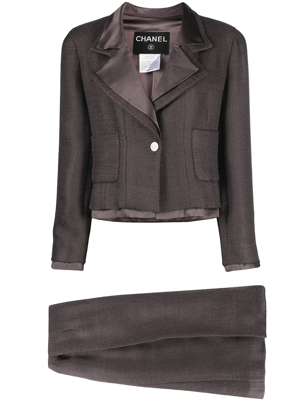 CHANEL Pre-Owned 1999 single-breasted skirt suit - Brown | Farfetch Global