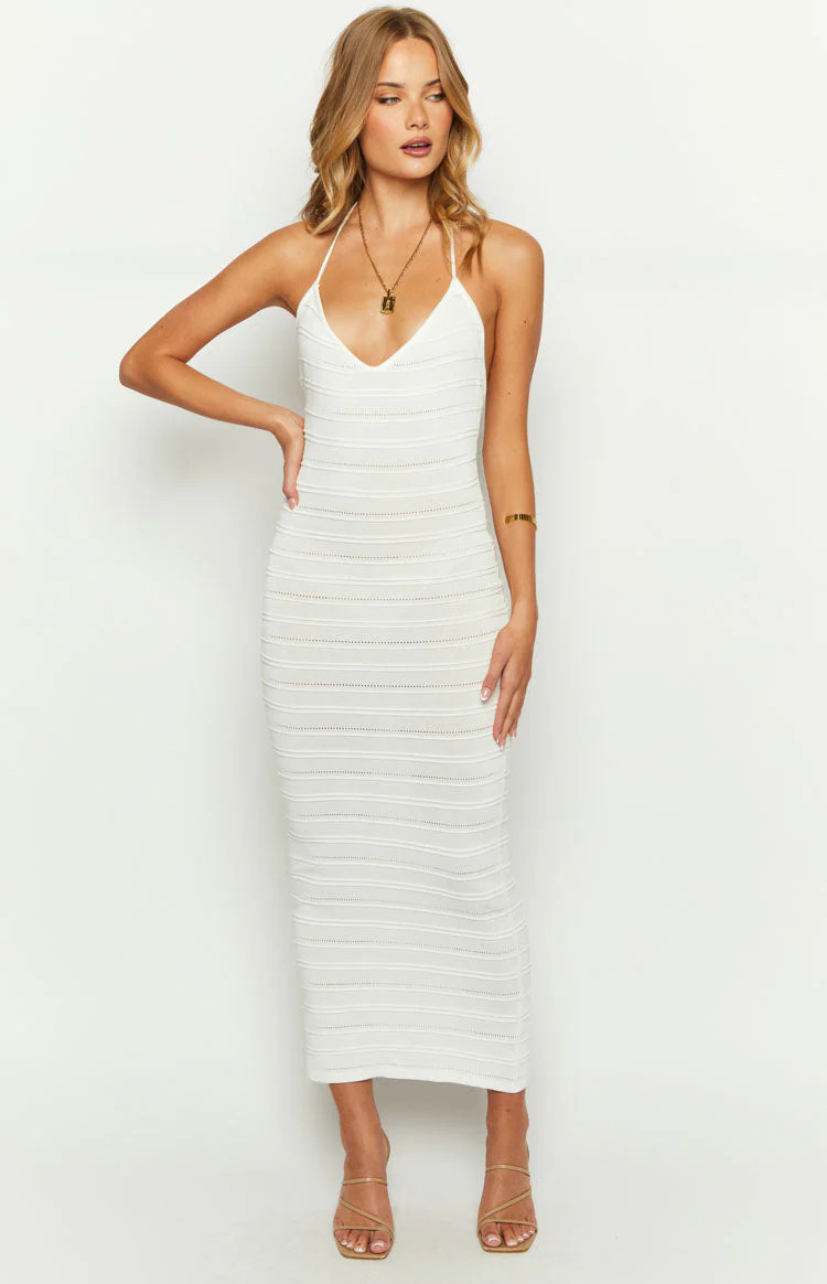 Casie White Knit Maxi Dress | Beginning Boutique (US)